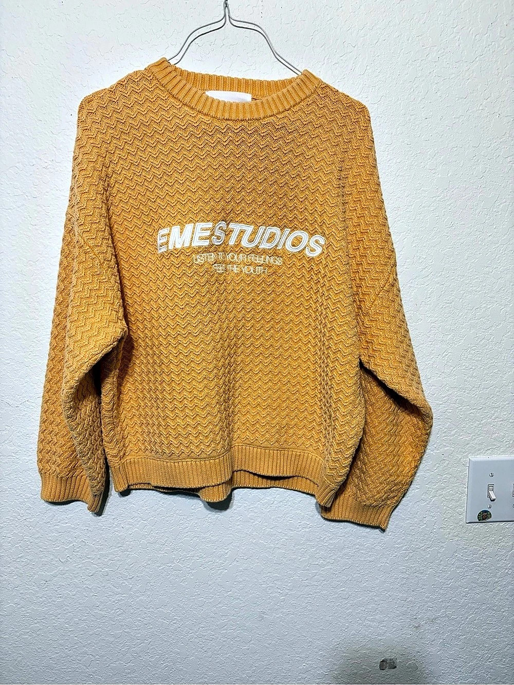 EMESTUDIOS Geometric Knit Sweater in Yellow Size Medium